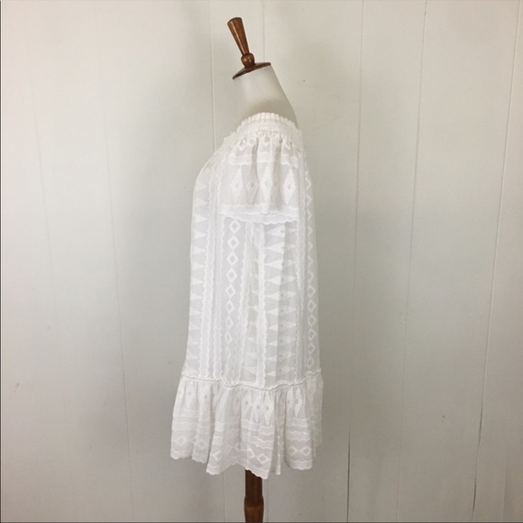 Rebecca Taylor Off Shoulder Embroidered Cotton Trapeze Dress - Picture 7 of 10